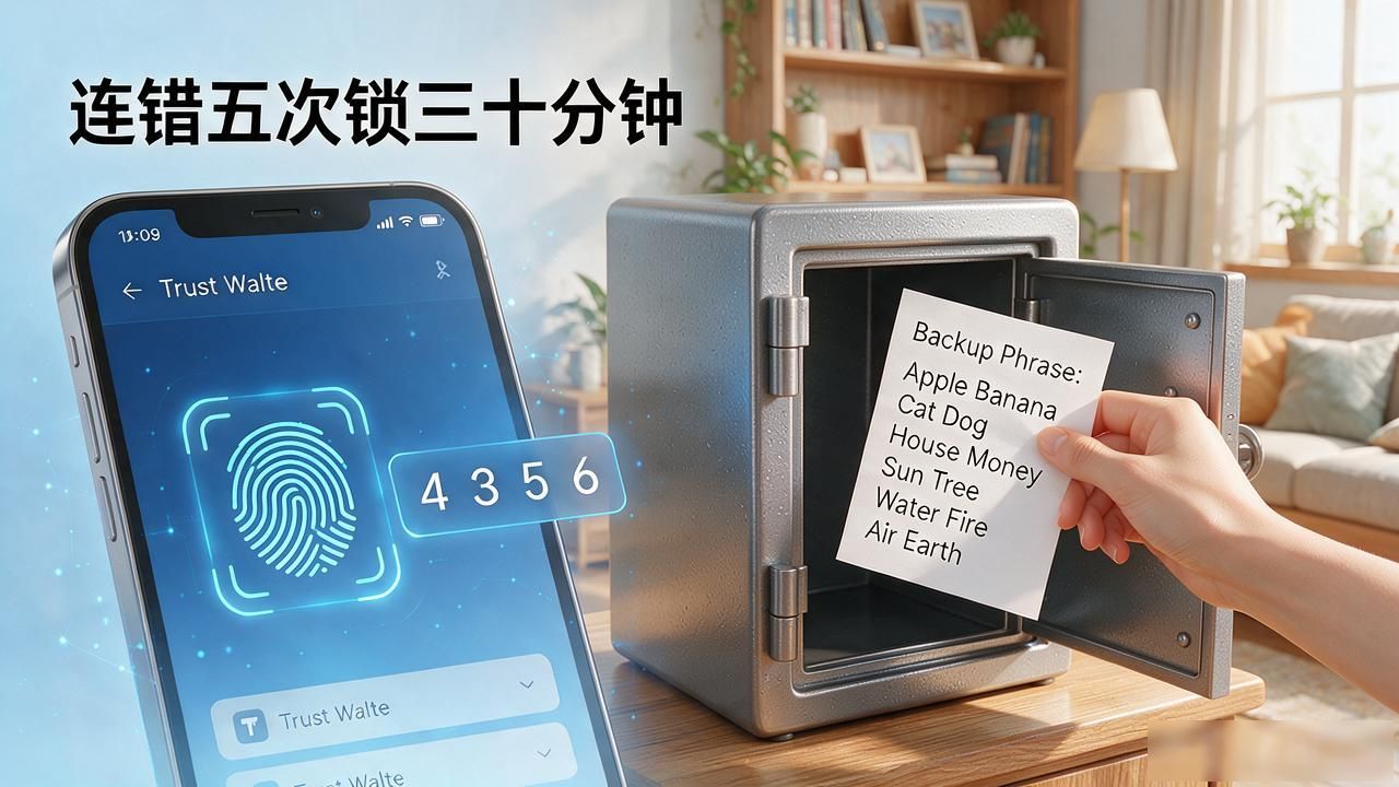 Trust Wallet 的多重身份验证选项_生物识别PIN码备份短语_Trust Wallet多重验证