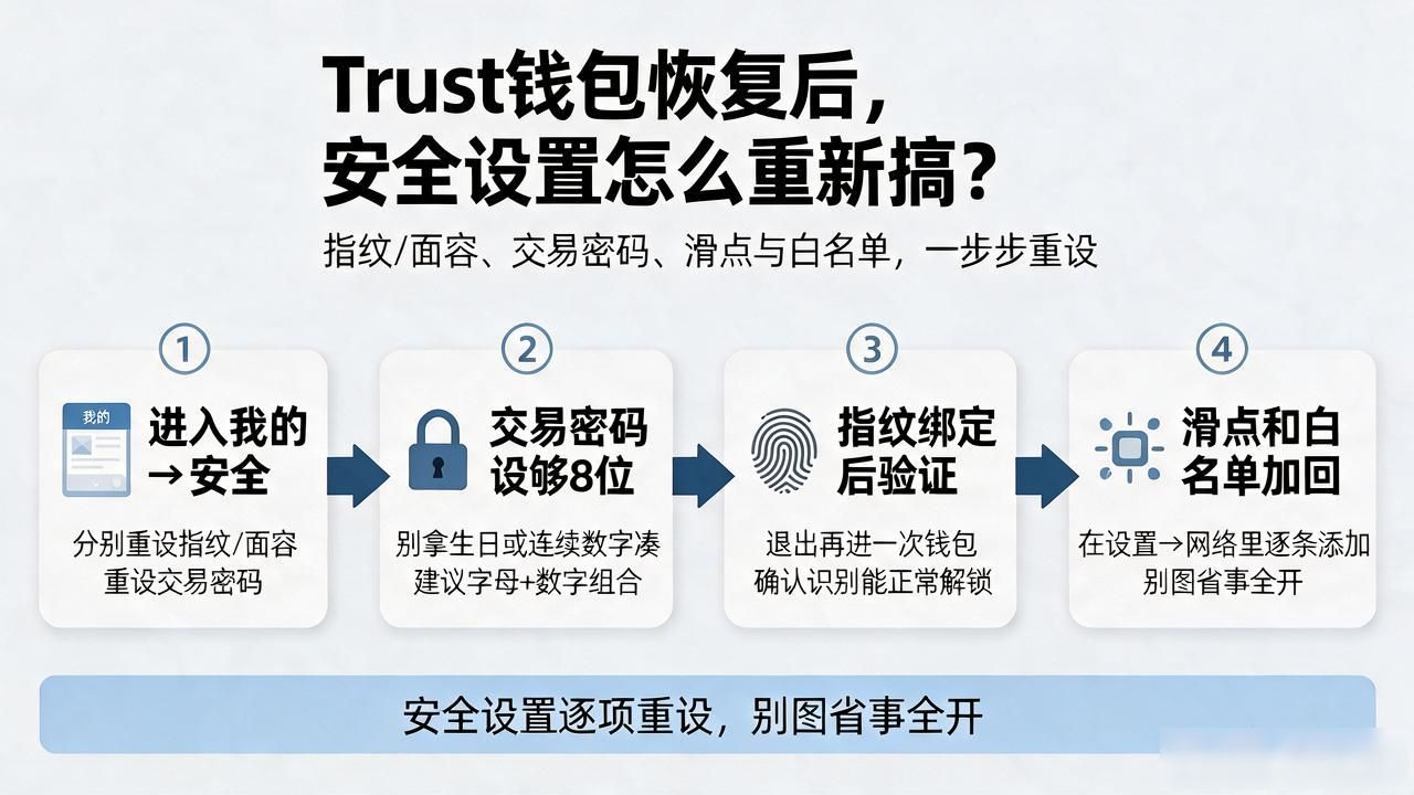 Trust钱包恢复后安全设置重置_Trust钱包恢复后如何重置安全设置？_指纹识别面容ID交易密码重设
