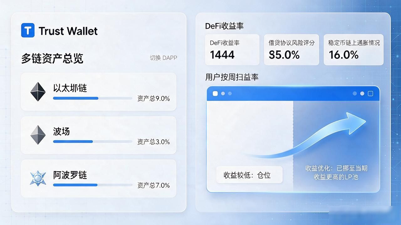 如何在Trust Wallet中实现动态资产管理?_非托管钱包DeFi收益优化策略_Trust Wallet多链资产管理实操