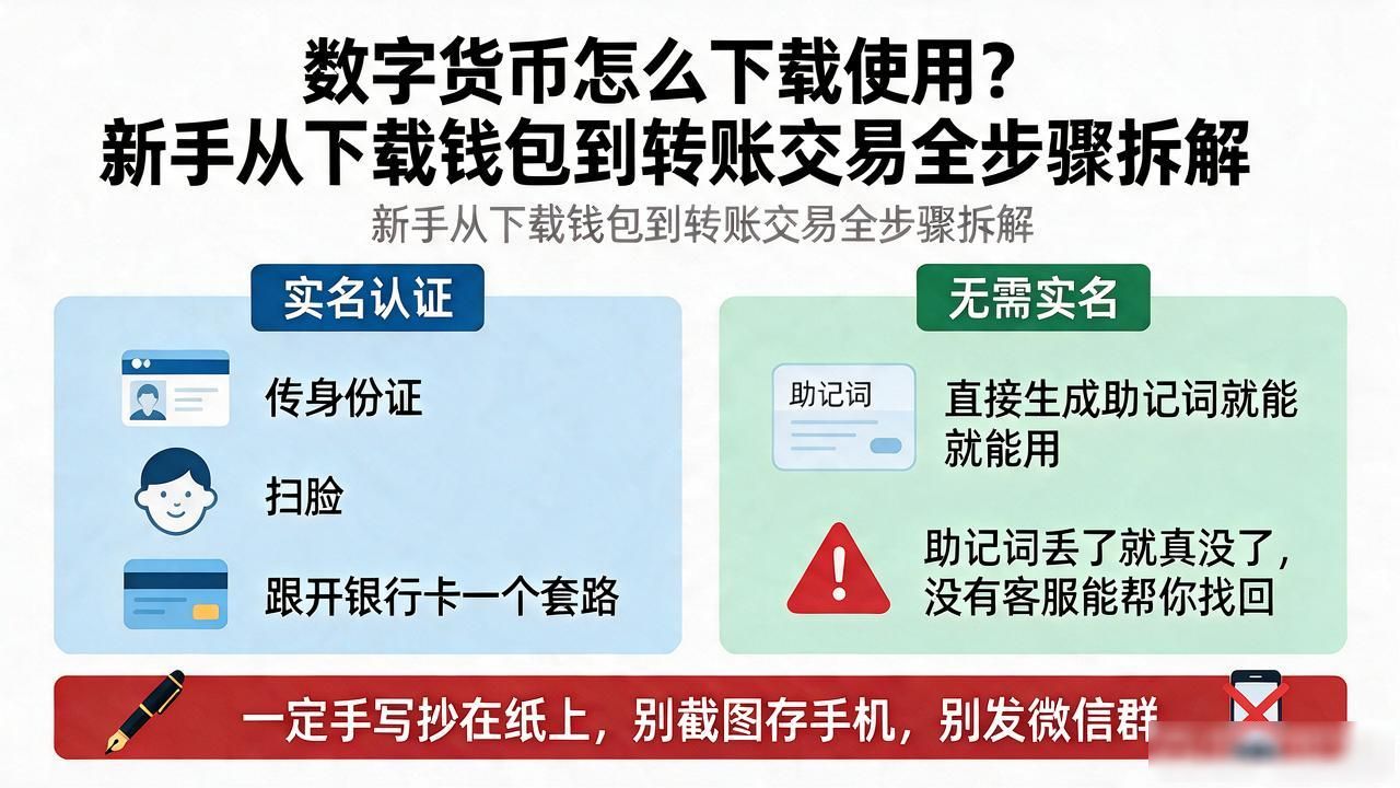 数字货币新手入门操作流程_数字货币怎么下载使用_去中心化钱包助记词保管方法